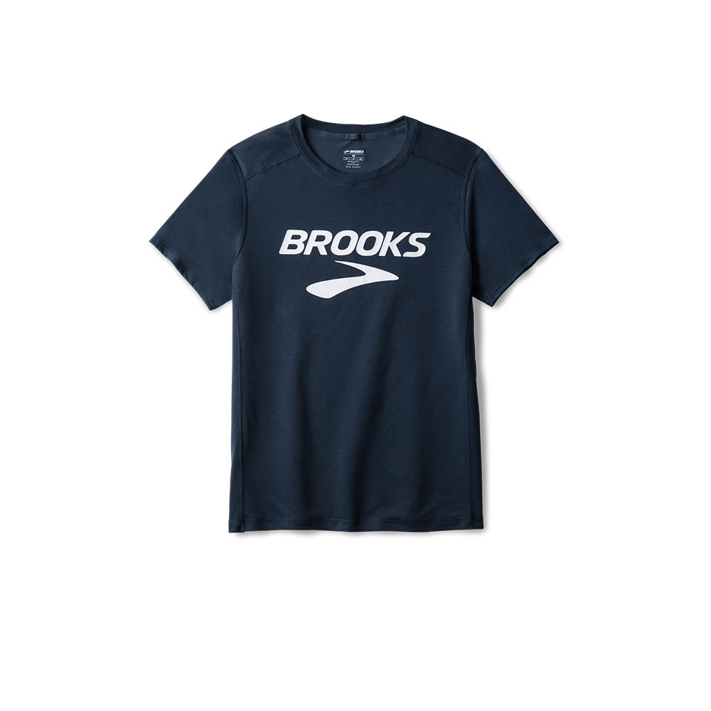 Brooks Distance Short Sleeve 3.0 men's running shirt in dark navy asphalt colorway