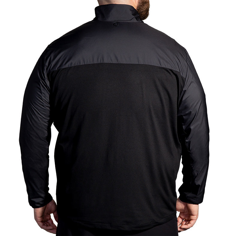 Brooks Fusion Hybrid Jacket 2.0 in black, rear view on male model
