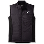 Brooks Shield Hybrid Vest 3.0 in black, sleeveless quilted running vest with full zip