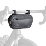 Syncros black handlebar bag mounted on bicycle handlebars with clean studio background