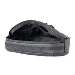 Syncros handlebar bag in black with open compartment showing interior mesh storage