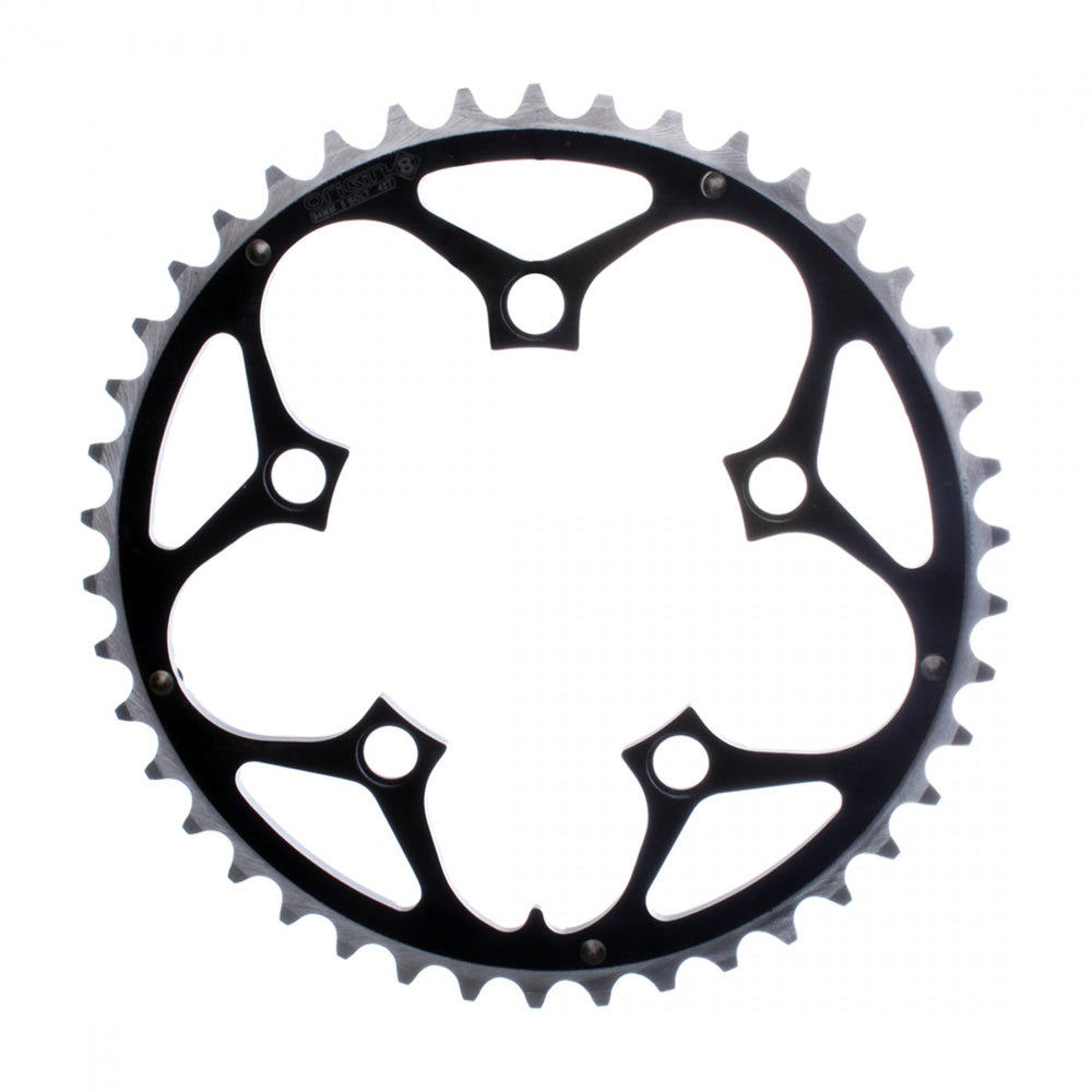 Origin8 94mm 42T ramped chainring in black and silver