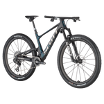 Scott Spark RC SL full-suspension mountain bike in dark carbon with teal accents on white background