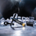 Lezyne Pocket Torque Drive black multi-tool with gold accent and replaceable bits