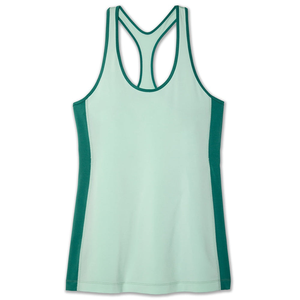 Brooks Pick-Up Tank women's racerback athletic top in mint green with teal accents