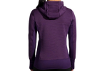 Brooks Fly-By Hoodie in berry purple shown from back on model