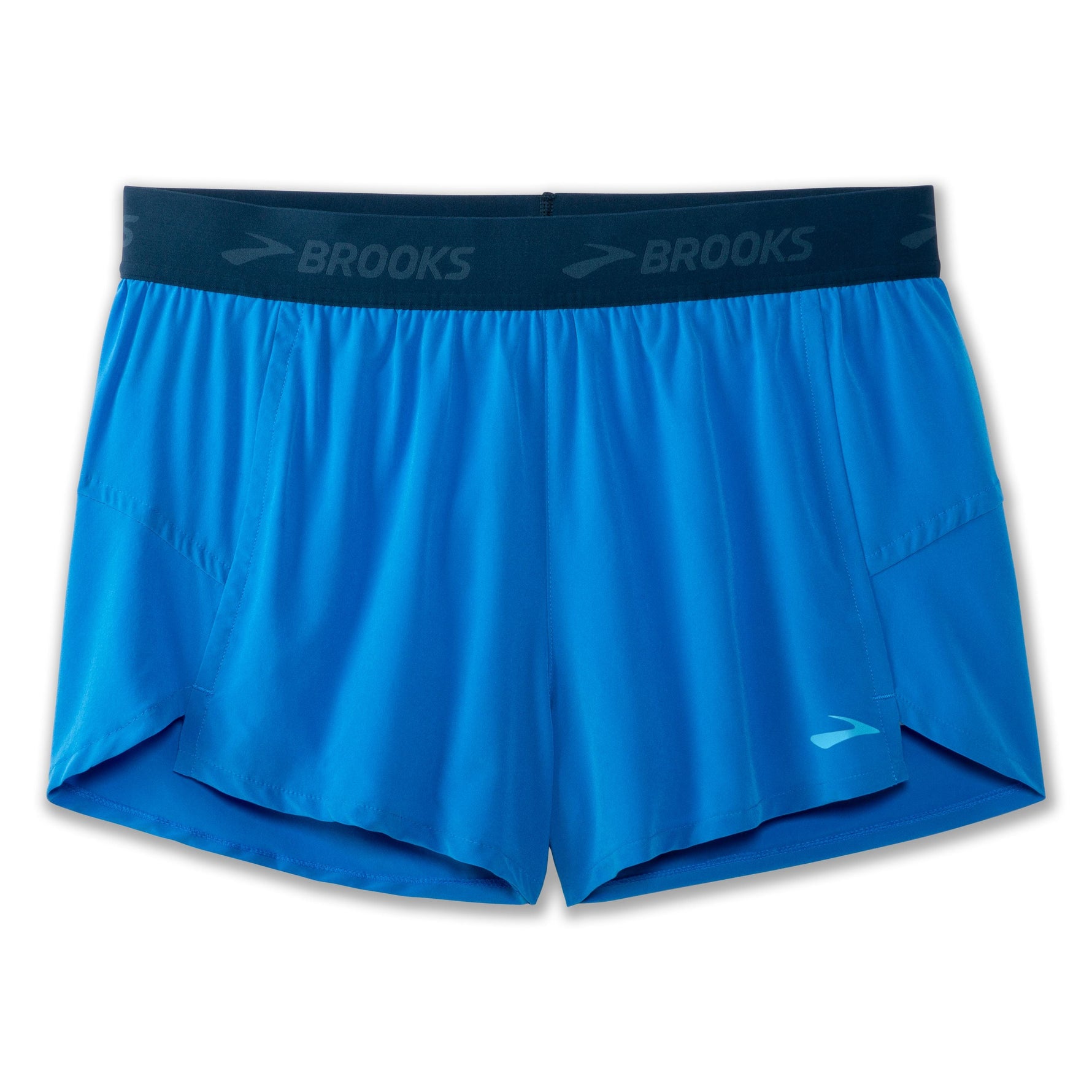 Brooks Chaser 3-inch running shorts in azure blue with navy branded waistband