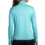 Brooks Dash 1/2 Zip 2.0 women's running top in heathered aqua, back view