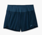 Brooks Chaser 5-inch women's running shorts in navy blue with high waistband