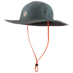 Patagonia Quandary Brimmer hat in nouveau green with orange chin strap and logo patch