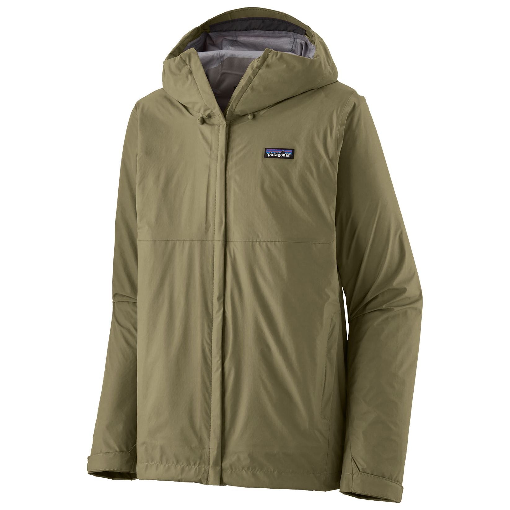 Patagonia Men's Torrentshell 3L Jacket in Sage Khaki with hood up