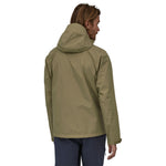 Patagonia Men's Torrentshell 3L Jacket in Sage Khaki, back view showing hood and fit