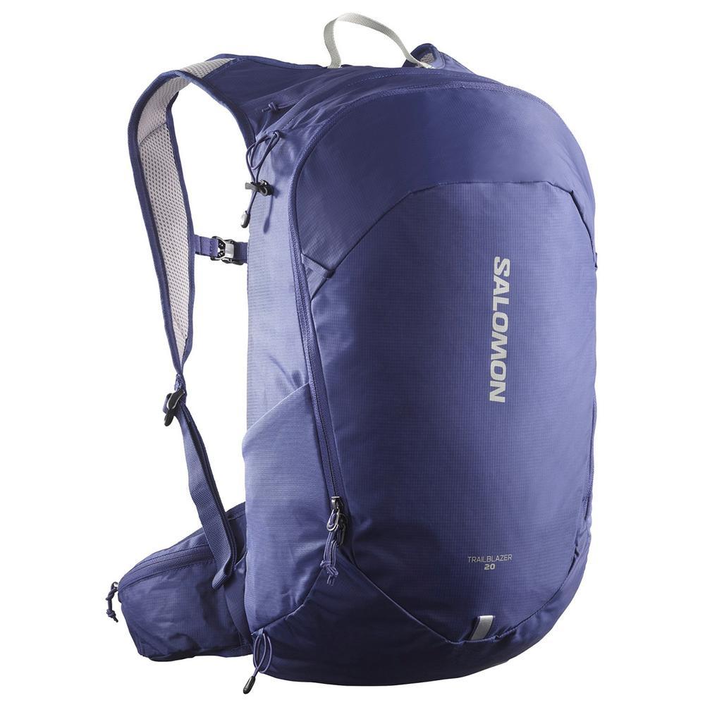 Salomon Trailblazer 20 hiking backpack in mazarine blue with gray straps and accents