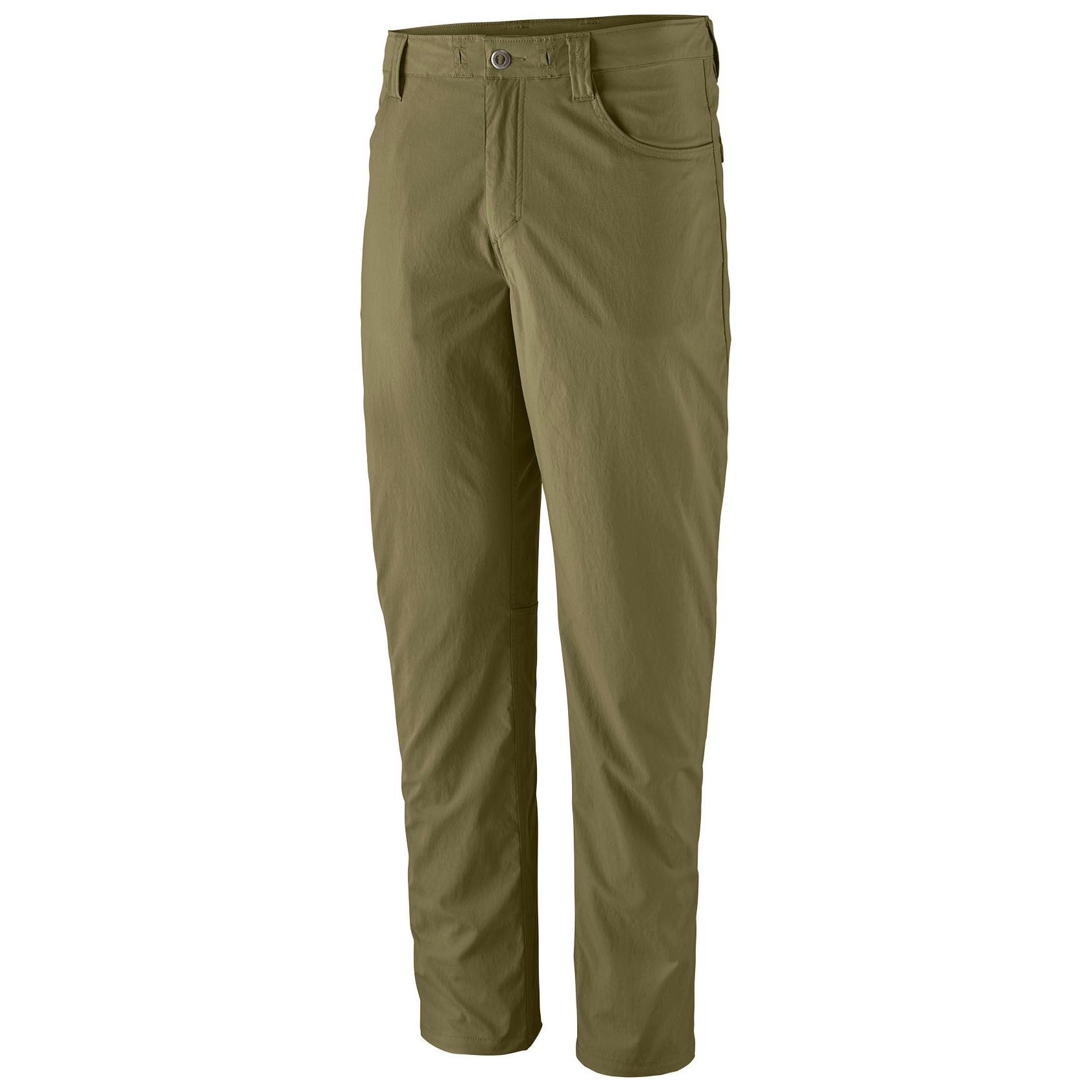 Patagonia men's Quandary pants in olive green against white background