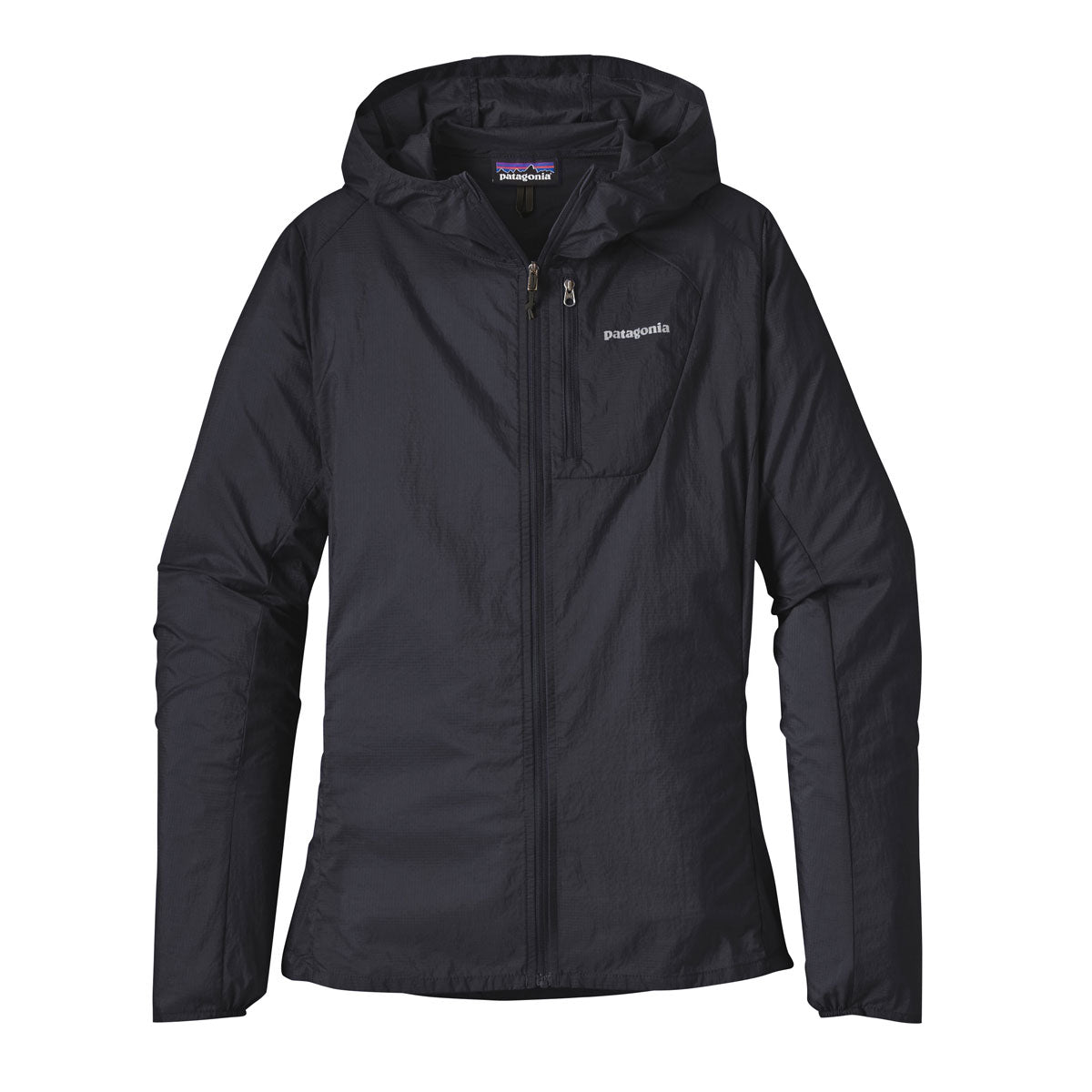 Patagonia Women's Houdini Jacket in black with hood and full zip