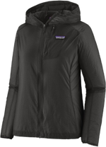 Patagonia Houdini Jacket in black, front view showing full zip and logo patch