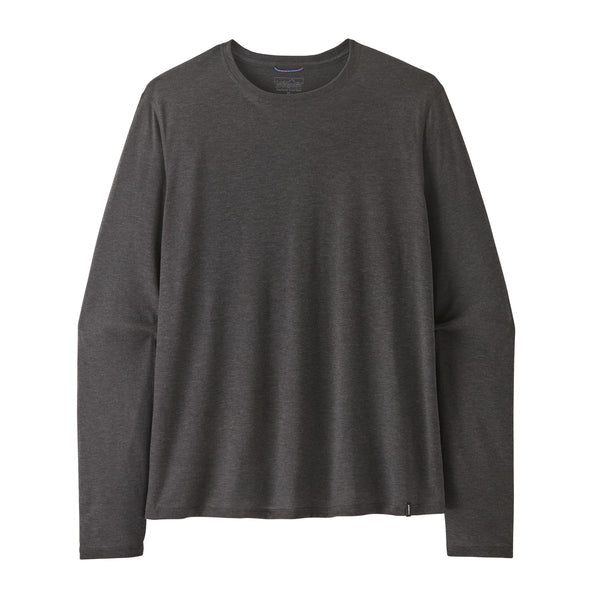 Patagonia Long-Sleeved Capilene Cool Trail Shirt in Ink Black, flat lay view