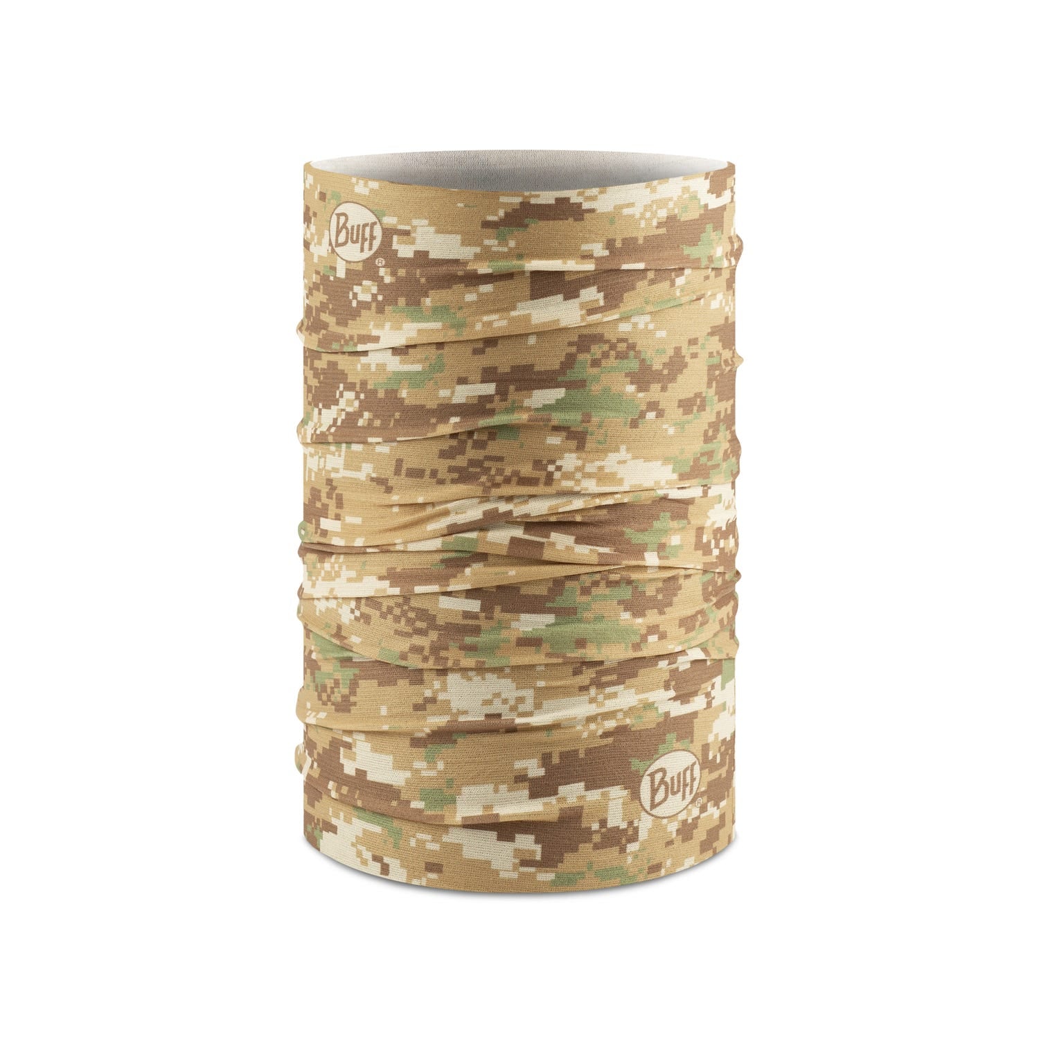 Buff Cool Net UV+ neck gaiter in Pixels Desert Sand digital camouflage pattern
