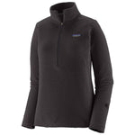 Patagonia R1 Air Fleece Zip-Neck pullover in black with textured zigzag pattern
