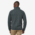 Man wearing Patagonia Better Sweater 1/4-Zip Fleece in New Navy pattern, rear view