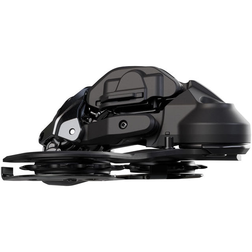 Shimano Deore XT RD-M8250-GS Di2 Wireless 12-Speed rear derailleur in black, side profile view