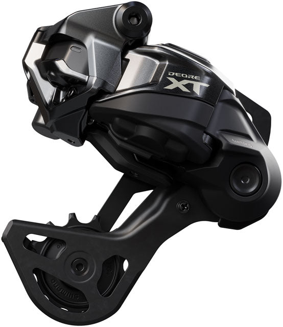 Shimano Deore XT RD-M8250-GS Di2 Wireless 12-Speed rear derailleur in black and gray