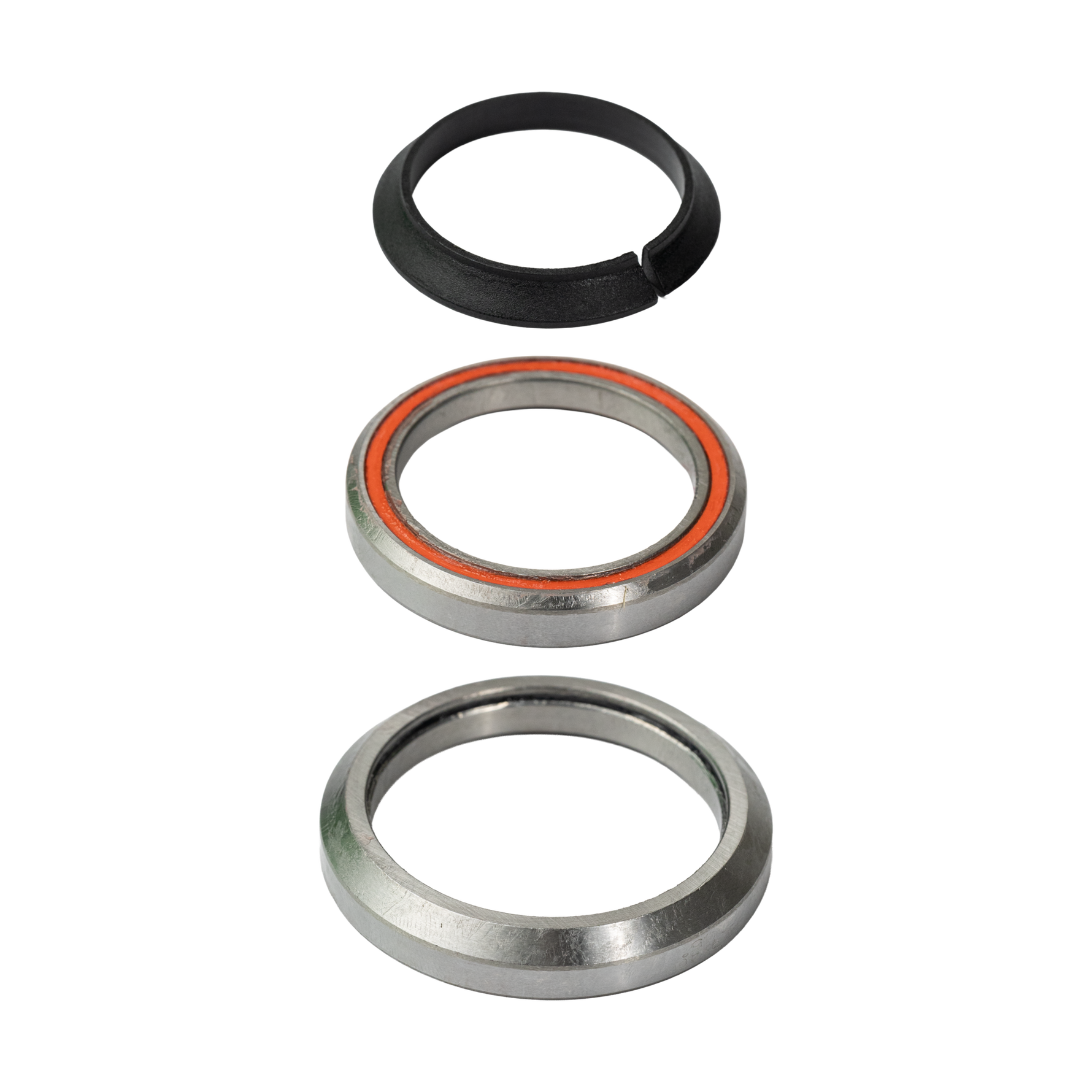 Syncros headset components showing black top cap and silver bearing races