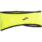 Brooks Notch Thermal Headband in neon yellow with black trim and Brooks logo