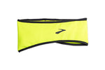 Brooks Notch Thermal Headband in neon yellow with black trim and Brooks logo