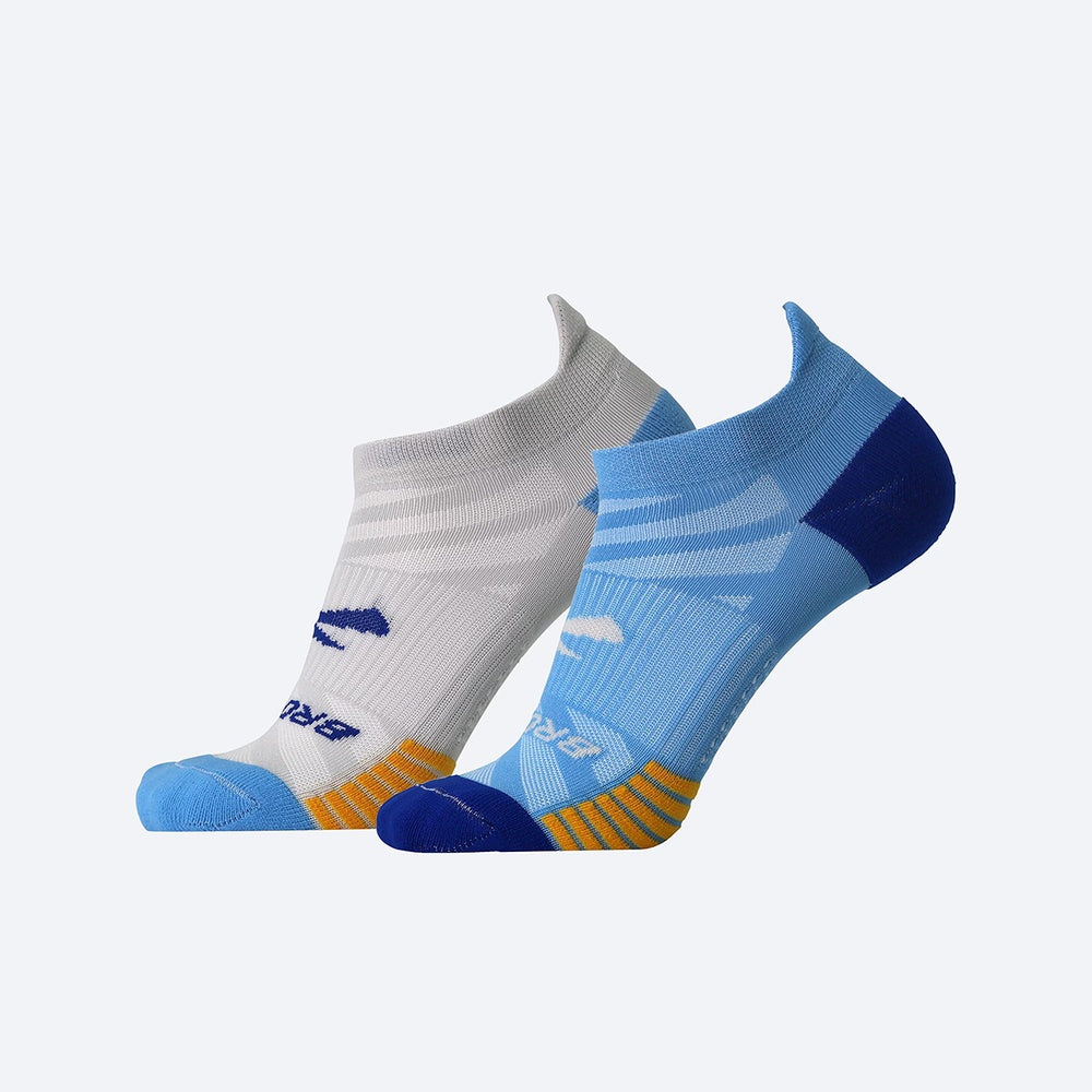 Brooks Ghost Lite running socks two-pack in blue and grey colorways