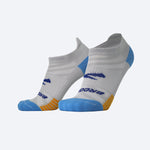Brooks Ghost Lite no-show running socks in light grey with blue and orange accents