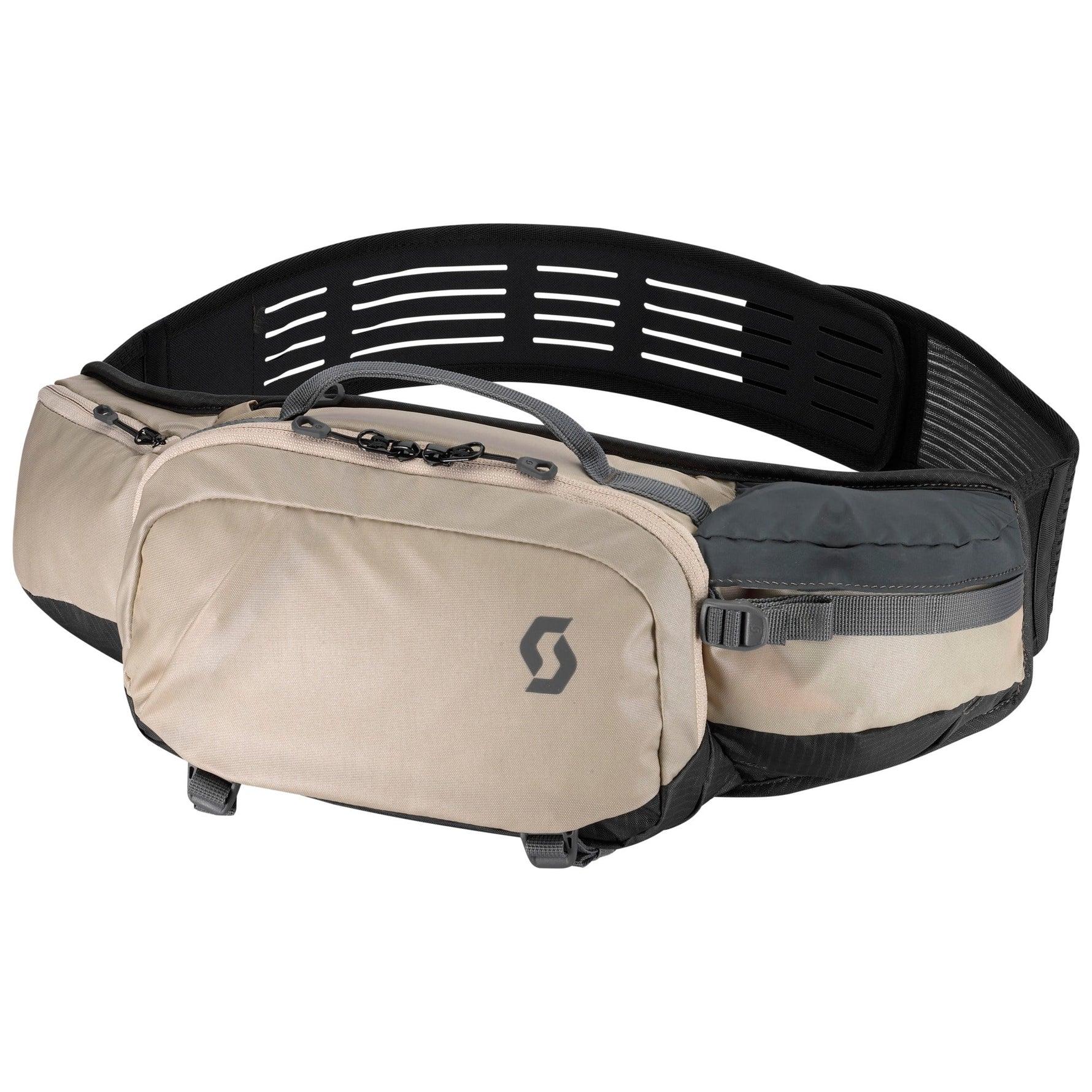 Scott Trail FR hipbelt in beige and dark grey with ventilated back panel