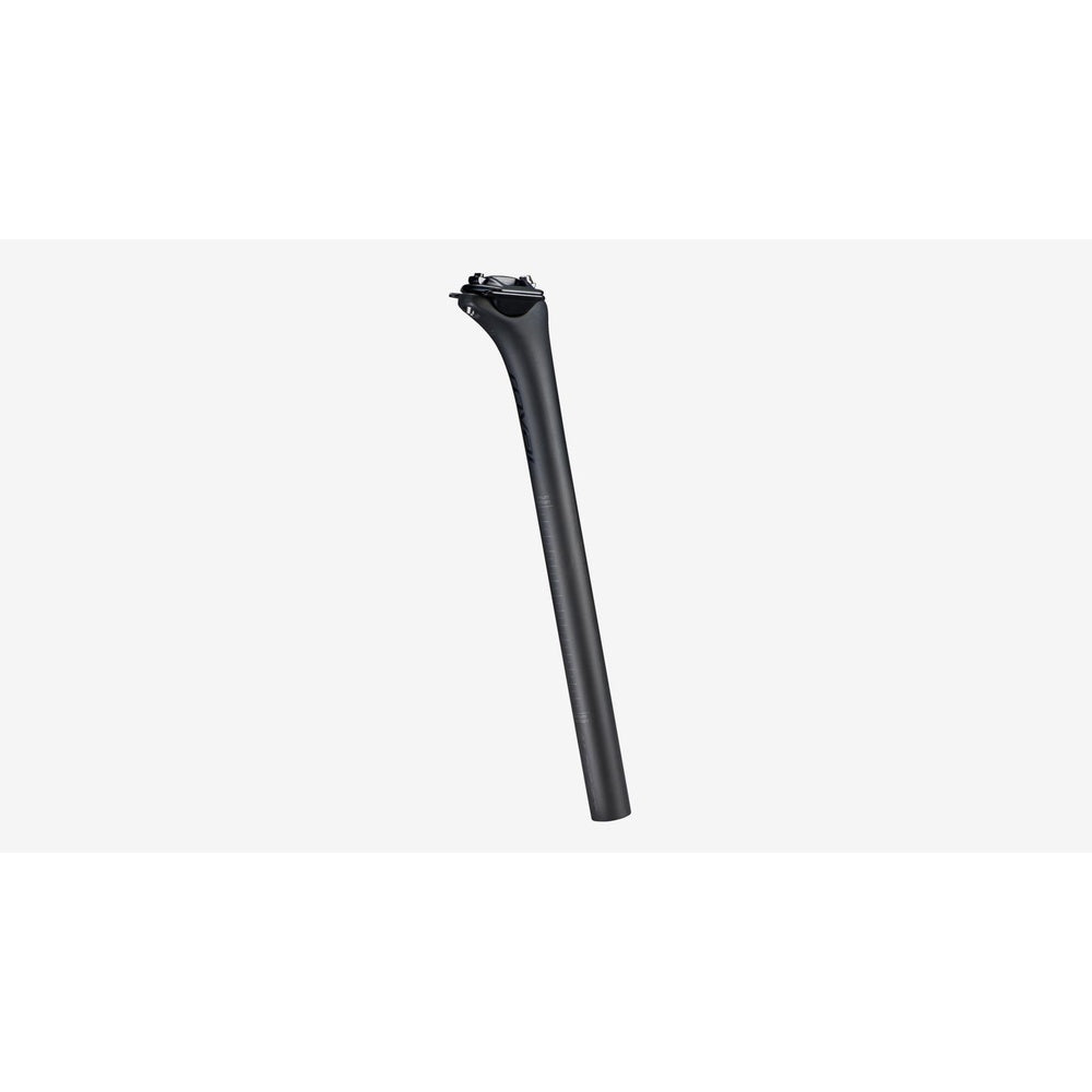 Specialized Alpinist black carbon seatpost with offset head on clean white background
