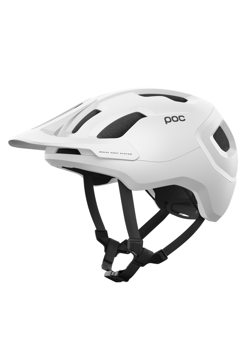 POC Axion Spin mountain bike helmet in matt white with black straps