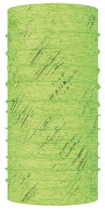 Buff Cool Net UV+ tubular bandana in reflective lime heather with textured pattern