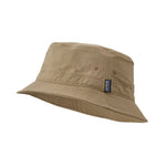 Patagonia Wavefarer Bucket Hat in Mojave Khaki with Patagonia label on clean background