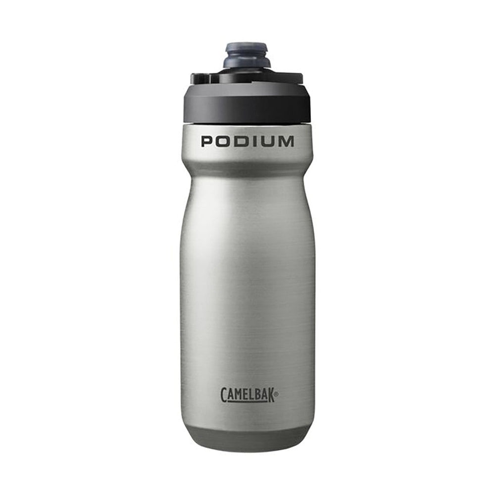 CamelBak Podium steel water bottle in stone silver color with black cap
