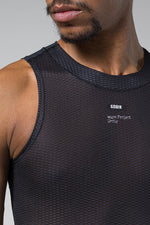 Gobik Second Skin base layer men's sleeveless in Moonless dark charcoal color showing textured fabric