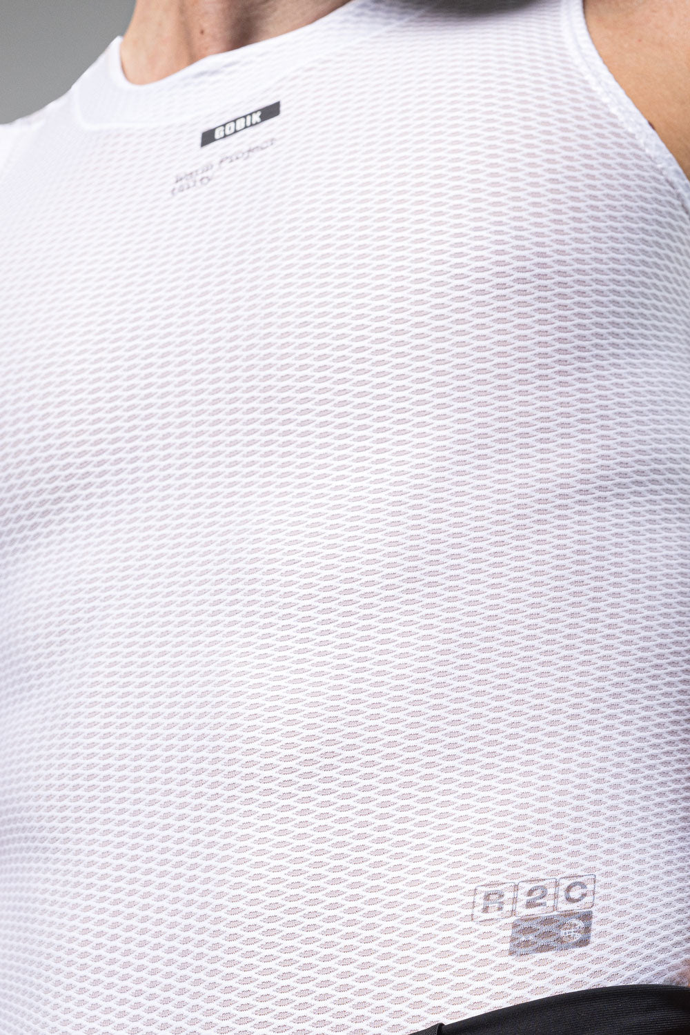Gobik Second Skin base layer sleeveless top in white salt color with mesh texture