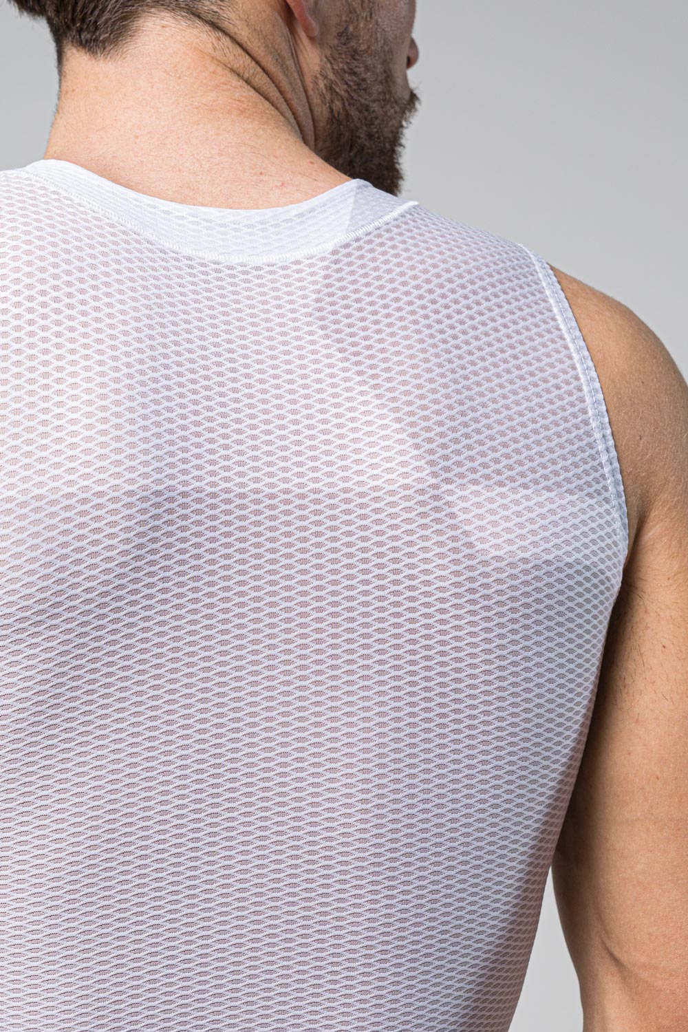 Gobik Second Skin base layer sleeveless cycling vest in salt white color back view