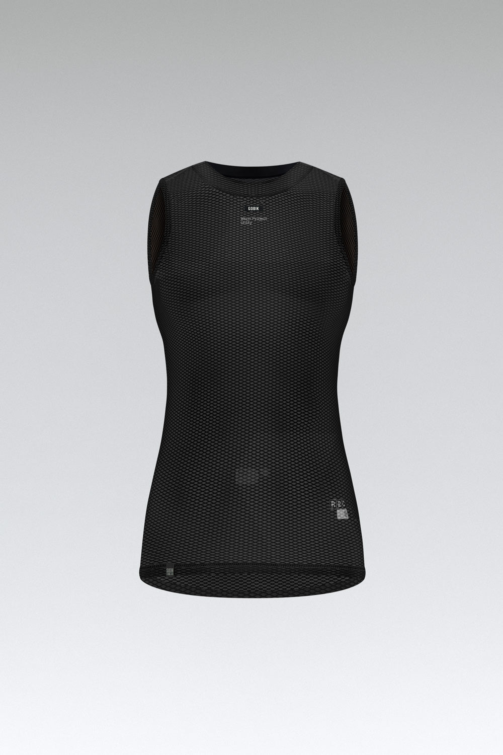 Gobik Second Skin women's base layer tank top in moonless black with mesh texture