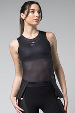 Gobik Second Skin Women's base layer tank top in Moonless black color