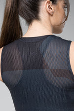 Gobik Second Skin women's base layer in Moonless black showing mesh ventilation details
