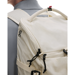 On Speed Pack 18L Lite backpack in cream, close-up detail shot on model