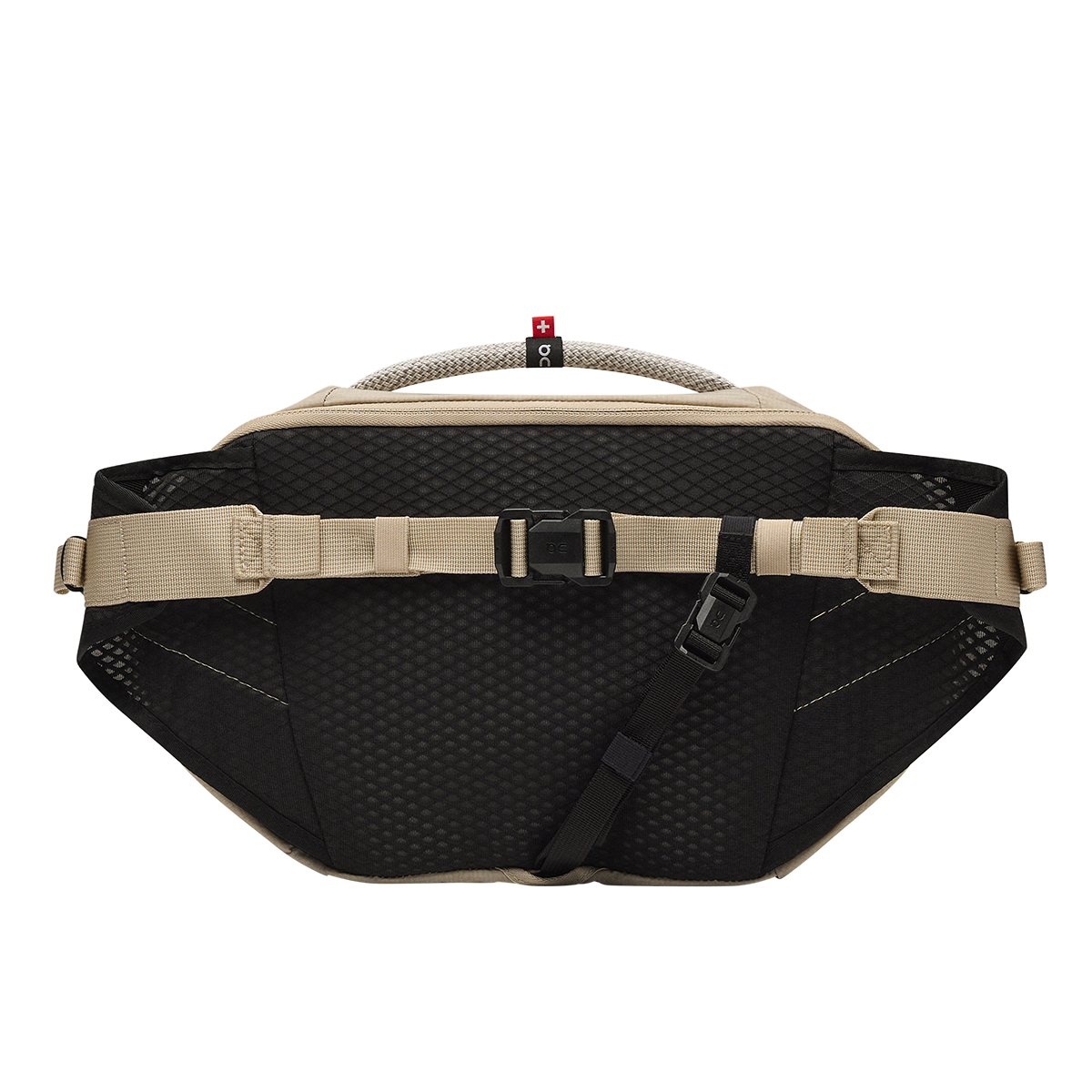 On Sling Pack 9L in Biscuit and Black shown from rear panel view