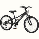 Retrospec Dart 20-inch matte black kids mountain bike with 7-speed gearing