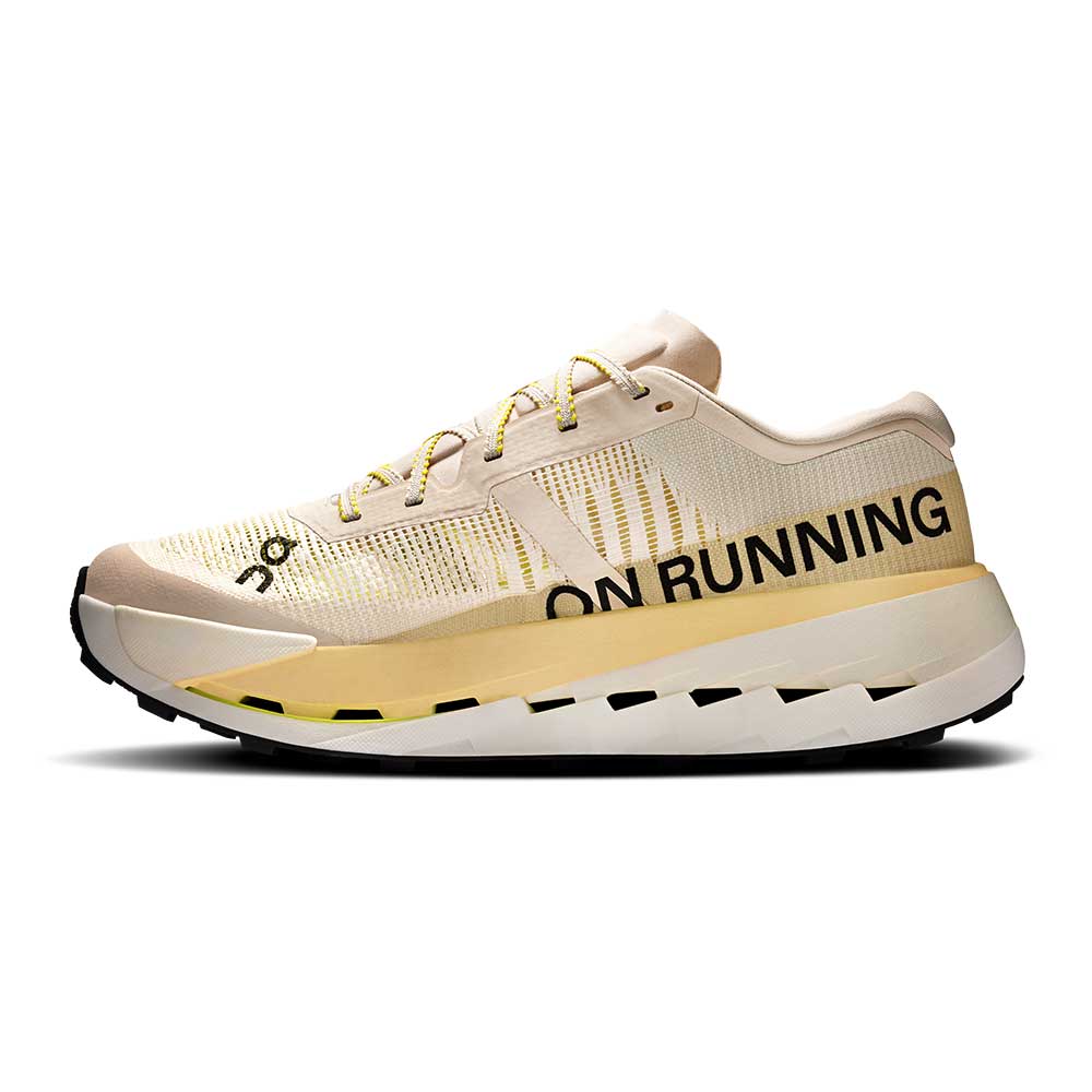 On Cloudultra Pro running shoe in pearl cream with yellow details