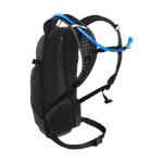 CamelBak Lobo 9 black hydration backpack with blue hydration tube on white background