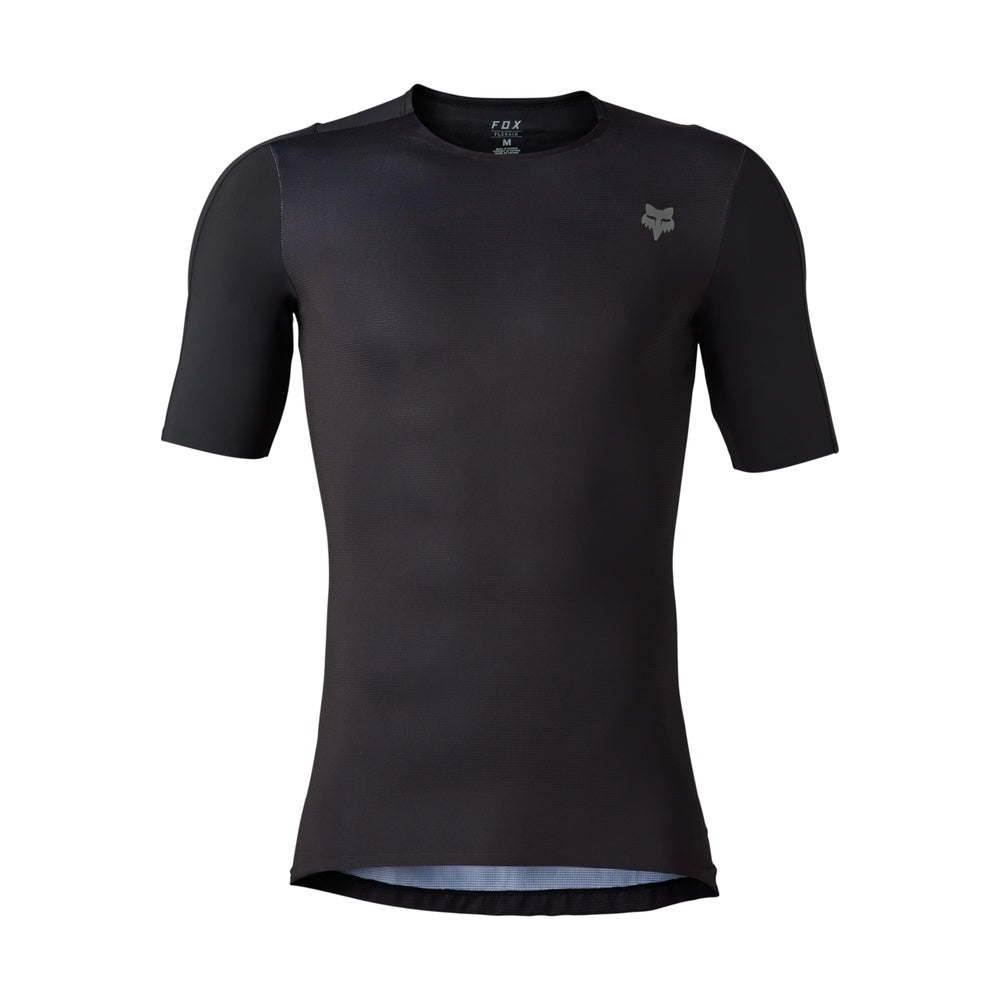 Fox Flexair short sleeve black jersey with Fox head logo on chest