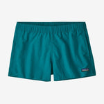 Patagonia Women's Barely Baggies Shorts in teal green with elastic waistband